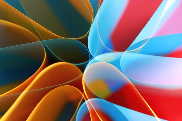 Composition abstraite colorée aux courbes fluides et lumineuses