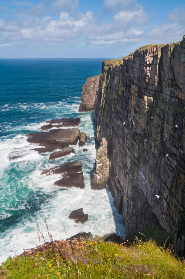 Falaises maritimes spectaculaires dominant l'océan